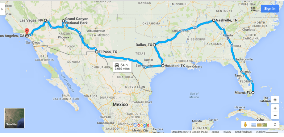 USA ROAD TRIP MAP AA